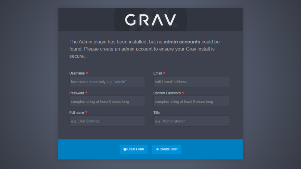 Gravのインストール成功画面