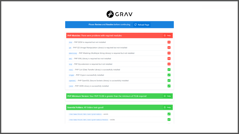 Gravのチェックツールが表示される場合